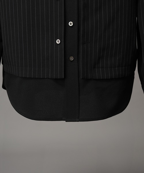 MAISON SPECIAL（メゾンスペシャル）の「《UNISEX》Prime-Over Layering Open Collar Shirt/プライムオーバーレイヤリングオープンカラーシャツ【MAISON SPECIAL/メゾンスペシャル】（シャツ/ブラウス・メンズ・グレイッシュベージュ/ブラック・2/1/0）」の3枚目の写真