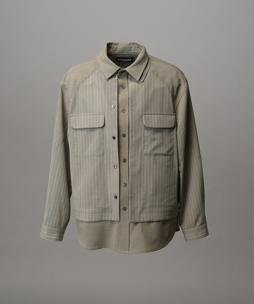 MAISON SPECIAL（メゾンスペシャル）の「《UNISEX》Prime-Over Layering Open Collar Shirt/プライムオーバーレイヤリングオープンカラーシャツ【MAISON SPECIAL/メゾンスペシャル】（シャツ/ブラウス・メンズ・グレイッシュベージュ/ブラック・2/1/0）」の6枚目の写真