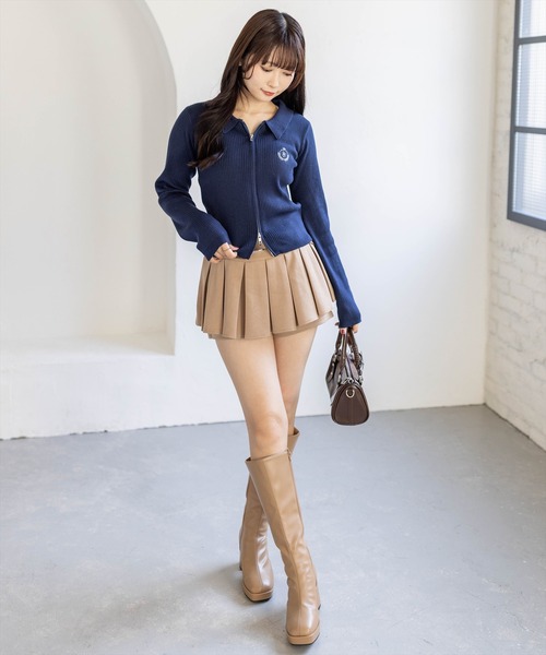 clear（クリア）の「刺繍入りダブルジップ長袖ニットトップス[カジュアル 着回し抜群 大人]≪新作≫（ニット/セーター・レディース・ブラック/アイボリー/グレー/レッド/ネイビー・F）」の20枚目の写真