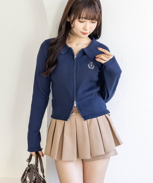 clear（クリア）の「刺繍入りダブルジップ長袖ニットトップス[カジュアル 着回し抜群 大人]≪新作≫（ニット/セーター・レディース・ブラック/アイボリー/グレー/レッド/ネイビー・F）」の18枚目の写真