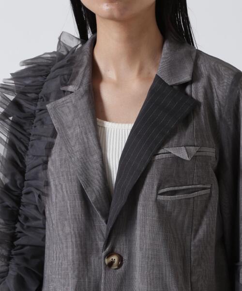 AULA AILA(アウラアイラ)の「AULA AILA/アウラアイラ/REVERSIBLE SHEER JACKET/リバーシブルシアージャケット(テーラードジャケット・レディース・ブラック/グレー・0)」の22枚目の写真