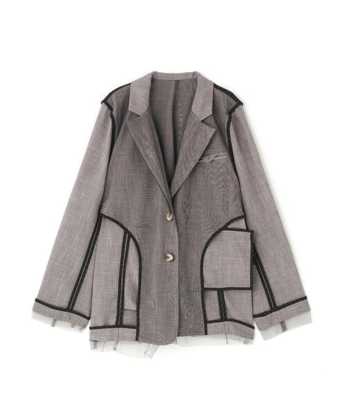 AULA AILA（アウラアイラ）の「AULA AILA/アウラアイラ/REVERSIBLE SHEER JACKET/リバーシブルシアージャケット（テーラードジャケット・レディース・ブラック/グレー・0）」の3枚目の写真