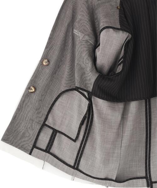 AULA AILA（アウラアイラ）の「AULA AILA/アウラアイラ/REVERSIBLE SHEER JACKET/リバーシブルシアージャケット（テーラードジャケット・レディース・ブラック/グレー・0）」の11枚目の写真