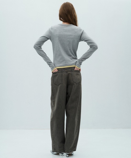 PUBLIC TOKYO（パブリックトウキョウ）の「＊即完売＊予約受付中【2026春新作】PUBLIC DENIM CURVE｜バルーンパンツ｜カーブデニム（デニムパンツ・レディース・ブルー/ライトブラック・3/2/1）」の12枚目の写真