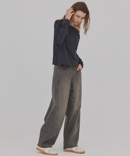 PUBLIC TOKYO（パブリックトウキョウ）の「＊即完売＊予約受付中【2026春新作】PUBLIC DENIM CURVE｜バルーンパンツ｜カーブデニム（デニムパンツ・レディース・ブルー/ライトブラック・3/2/1）」の9枚目の写真