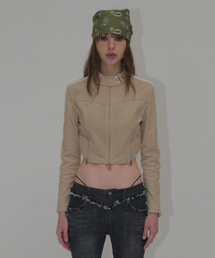 SUEDE CROP JACKET [BEIGE]