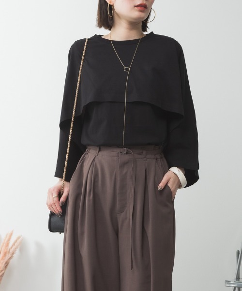 aity(アイティ)の「M-5L ナチュラルケープ&インナー セットアップTシャツ 夏服(Tシャツ/カットソー・レディース・ホワイト/ミント/ベージュ/ブラック/杢グレー・4L~5L/LL~3L/M~L)」の6枚目の写真