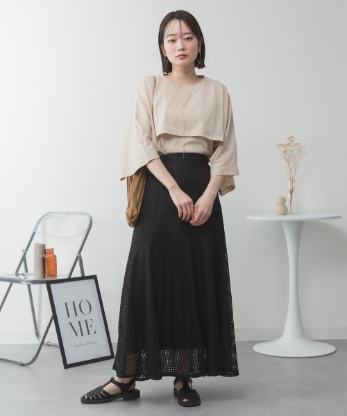 aity(アイティ)の「M-5L ナチュラルケープ&インナー セットアップTシャツ 夏服(Tシャツ/カットソー・レディース・ホワイト/ミント/ベージュ/ブラック/杢グレー・4L~5L/LL~3L/M~L)」の14枚目の写真