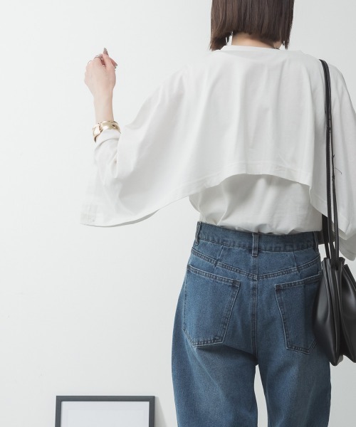 aity(アイティ)の「M-5L ナチュラルケープ&インナー セットアップTシャツ 夏服(Tシャツ/カットソー・レディース・ホワイト/ミント/ベージュ/ブラック/杢グレー・4L~5L/LL~3L/M~L)」の17枚目の写真