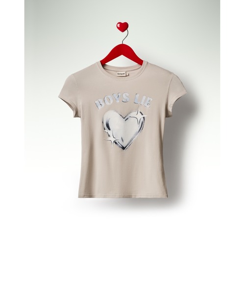 Desigual(デシグアル)の「【Desigual × Nicki Nicole】「BOYS LIE」メタリックハートプリント 半袖Tシャツ(Tシャツ/カットソー・レディース・ブルー・S/M/XL/L/XS)」の4枚目の写真