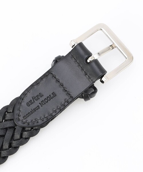 MONSIEUR NICOLE（ムッシュニコル）の「【ex/tra】レザーメッシュベルト（ベルト・メンズ・ブラック/ネイビー・FREE）」の3枚目の写真