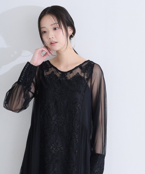 PourVous(プールヴー)の「モール レース ティアード Aライン チュール パーティー ドレス セレモニー ミモレ丈&袖あり 結婚式 二次会 フォーマル オケージョンドレス お呼ばれ 同窓会 成人式 (ドレス・レディース・ダークブラウン/ブラック/カーキ・M)」の9枚目の写真