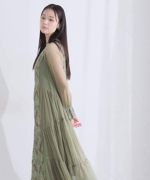 PourVous(プールヴー)の「モール レース ティアード Aライン チュール パーティー ドレス セレモニー ミモレ丈&袖あり 結婚式 二次会 フォーマル オケージョンドレス お呼ばれ 同窓会 成人式 (ドレス・レディース・ダークブラウン/ブラック/カーキ・M)」の22枚目の写真