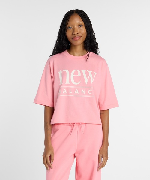 NEW BALANCE(ニューバランス)の「リイマジンドリラックスTシャツ(Tシャツ/カットソー・レディース・ホワイト/ライトピンク・SMALL/MEDIUM/LARGE/X-LARGE)」の2枚目の写真
