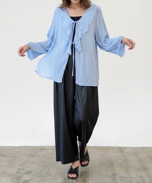 Muscat(マスカット)の「ラッフルレーヨンフリルシャツ(シャツ/ブラウス・レディース・ブルー/ベージュ/ブラック・F)」の21枚目の写真