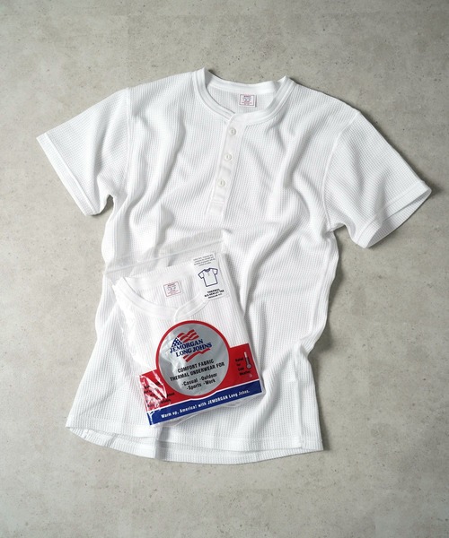 JEMORGAN(ジェーイーモーガン)の「"04"≪JEMORGAN≫パックT ワッフル ヘンリーネック 半袖Tシャツ(Tシャツ/カットソー・メンズ・オフホワイト/ブラック/アイボリー・SMALL/MEDIUM/LARGE/X-LARGE)」の2枚目の写真