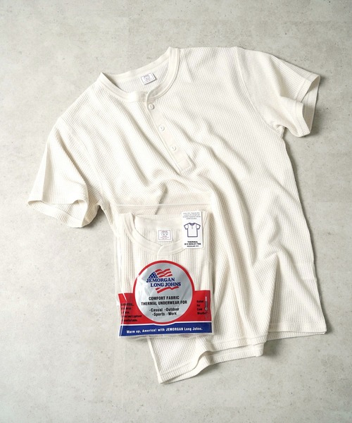 JEMORGAN(ジェーイーモーガン)の「"04"≪JEMORGAN≫パックT ワッフル ヘンリーネック 半袖Tシャツ(Tシャツ/カットソー・メンズ・オフホワイト/ブラック/アイボリー・SMALL/MEDIUM/LARGE/X-LARGE)」の3枚目の写真