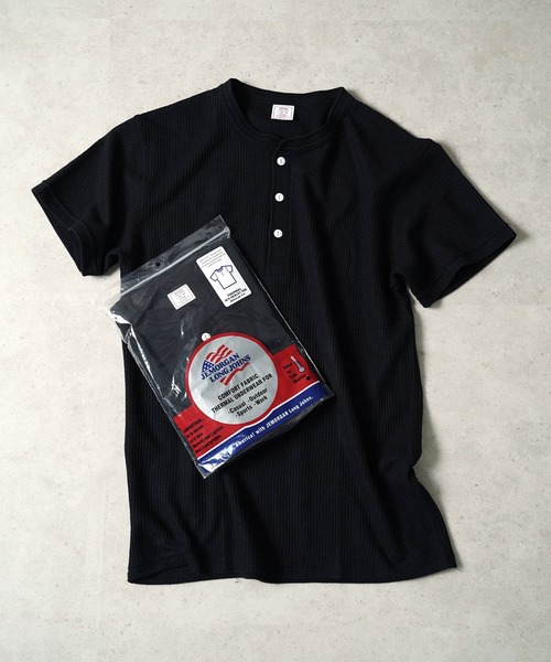 JEMORGAN(ジェーイーモーガン)の「"04"≪JEMORGAN≫パックT ワッフル ヘンリーネック 半袖Tシャツ(Tシャツ/カットソー・メンズ・オフホワイト/ブラック/アイボリー・SMALL/MEDIUM/LARGE/X-LARGE)」の1枚目の写真