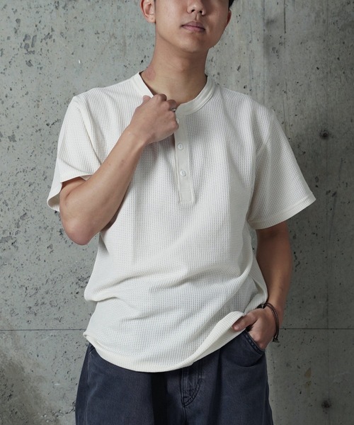 JEMORGAN(ジェーイーモーガン)の「"04"≪JEMORGAN≫パックT ワッフル ヘンリーネック 半袖Tシャツ(Tシャツ/カットソー・メンズ・オフホワイト/ブラック/アイボリー・SMALL/MEDIUM/LARGE/X-LARGE)」の16枚目の写真