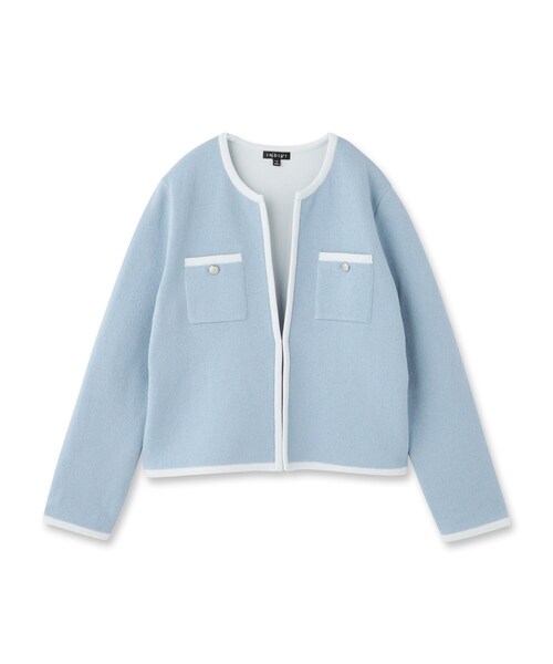 INDIVI（インディヴィ）の「【軽量／セレモニー】ブークレジャケット ニットカーディガン（カーディガン/ボレロ・レディース・ホワイト系7/ブルー系9/ブラック・38/15 /13/05/34）」の4枚目の写真