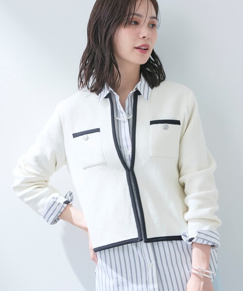 INDIVI（インディヴィ）の「【軽量／セレモニー】ブークレジャケット ニットカーディガン（カーディガン/ボレロ・レディース・ホワイト系7/ブルー系9/ブラック・38/15 /13/05/34）」の9枚目の写真