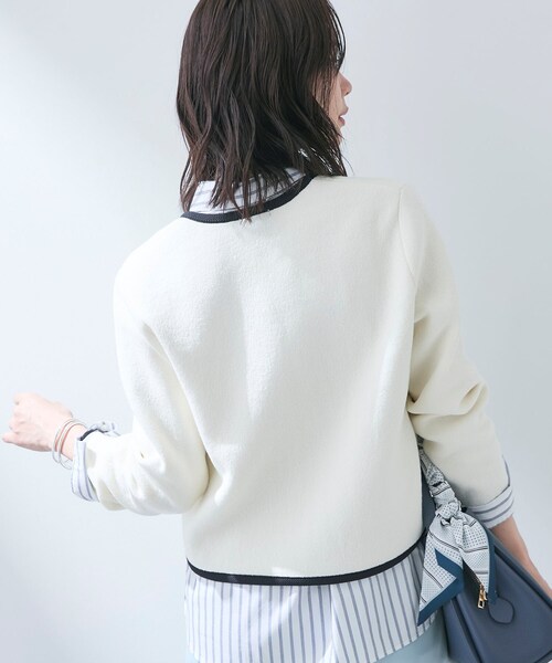 INDIVI（インディヴィ）の「【軽量／セレモニー】ブークレジャケット ニットカーディガン（カーディガン/ボレロ・レディース・ホワイト系7/ブルー系9/ブラック・38/15 /13/05/34）」の10枚目の写真