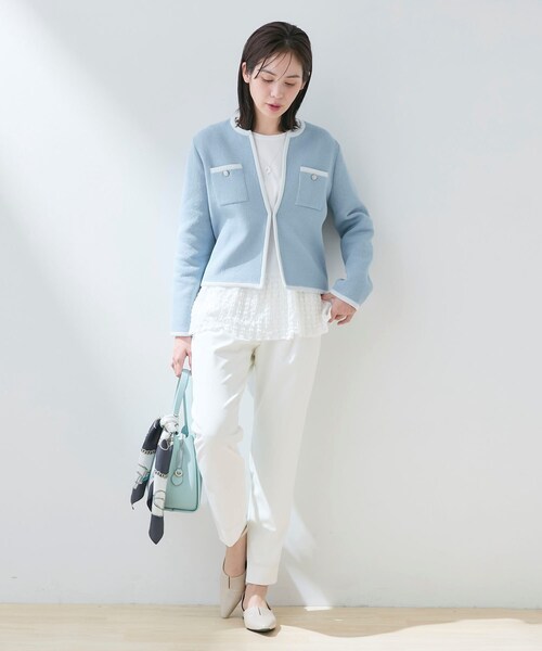 INDIVI（インディヴィ）の「【軽量／セレモニー】ブークレジャケット ニットカーディガン（カーディガン/ボレロ・レディース・ホワイト系7/ブルー系9/ブラック・38/15 /13/05/34）」の16枚目の写真