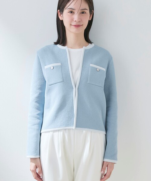 INDIVI（インディヴィ）の「【軽量／セレモニー】ブークレジャケット ニットカーディガン（カーディガン/ボレロ・レディース・ホワイト系7/ブルー系9/ブラック・38/15 /13/05/34）」の18枚目の写真