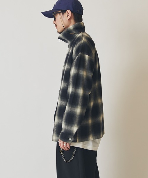 Lui's(ルイス)の「【CHEMISE】 スタンドカラー オンブレーシャツジャケット(シャツ/ブラウス・メンズ・ブラック/ネイビー/ホワイト・FREE)」の14枚目の写真