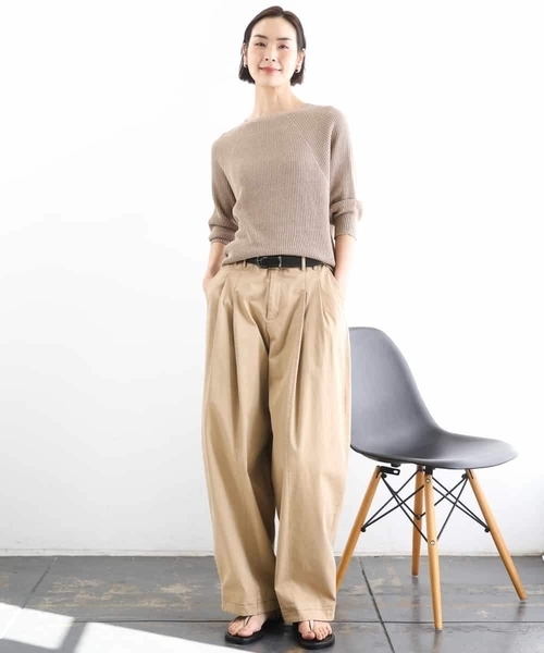 MICHEL KLEIN（ミッシェル・クラン）の「ホールガーメント(R)ラグランラメニット（ニット/セーター・レディース・ベージュ/ホワイト/ダークインディゴブルー・38/40）」の18枚目の写真