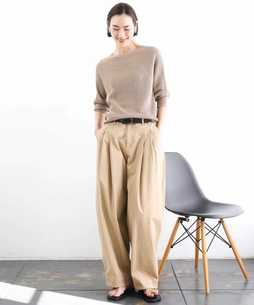 MICHEL KLEIN（ミッシェル・クラン）の「ホールガーメント(R)ラグランラメニット（ニット/セーター・レディース・ベージュ/ホワイト/ダークインディゴブルー・38/40）」の19枚目の写真