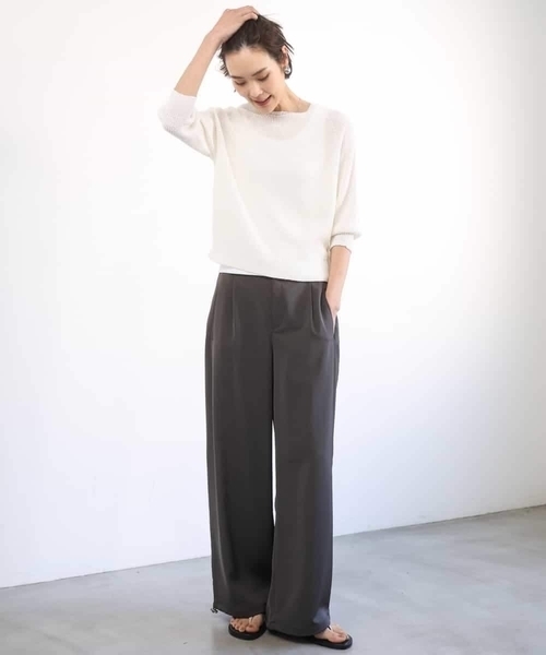 MICHEL KLEIN(ミッシェル・クラン)の「ホールガーメント(R)ラグランラメニット(ニット/セーター・レディース・ベージュ/ホワイト/ダークインディゴブルー・38/40)」の13枚目の写真