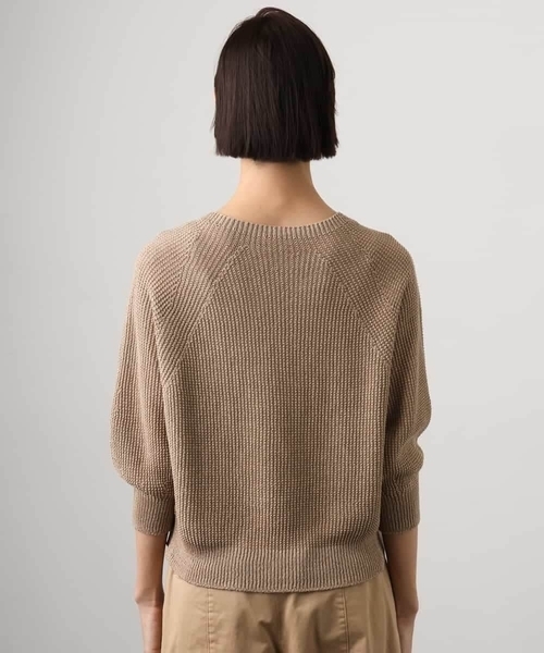 MICHEL KLEIN（ミッシェル・クラン）の「ホールガーメント(R)ラグランラメニット（ニット/セーター・レディース・ベージュ/ホワイト/ダークインディゴブルー・38/40）」の9枚目の写真