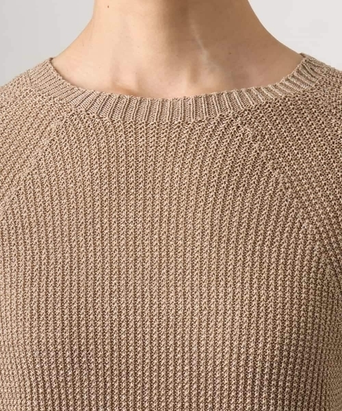 MICHEL KLEIN（ミッシェル・クラン）の「ホールガーメント(R)ラグランラメニット（ニット/セーター・レディース・ベージュ/ホワイト/ダークインディゴブルー・38/40）」の10枚目の写真