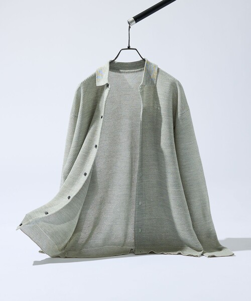 ABAHOUSE（アバハウス）の「ハニカムメッシュ ニットポロカーディガン / ニットシャツ（カーディガン/ボレロ・メンズ・ブラック/ブルー/グリーン系その他・48/46）」の3枚目の写真