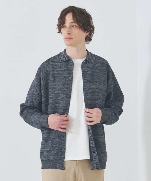 ABAHOUSE（アバハウス）の「ハニカムメッシュ ニットポロカーディガン / ニットシャツ（カーディガン/ボレロ・メンズ・ブラック/ブルー/グリーン系その他・48/46）」の2枚目の写真