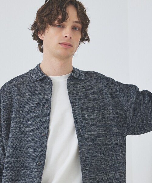 ABAHOUSE（アバハウス）の「ハニカムメッシュ ニットポロカーディガン / ニットシャツ（カーディガン/ボレロ・メンズ・ブラック/ブルー/グリーン系その他・48/46）」の4枚目の写真