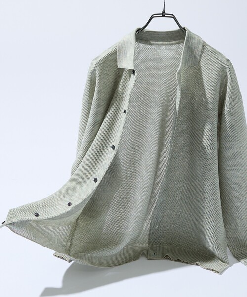 ABAHOUSE（アバハウス）の「ハニカムメッシュ ニットポロカーディガン / ニットシャツ（カーディガン/ボレロ・メンズ・ブラック/ブルー/グリーン系その他・48/46）」の9枚目の写真