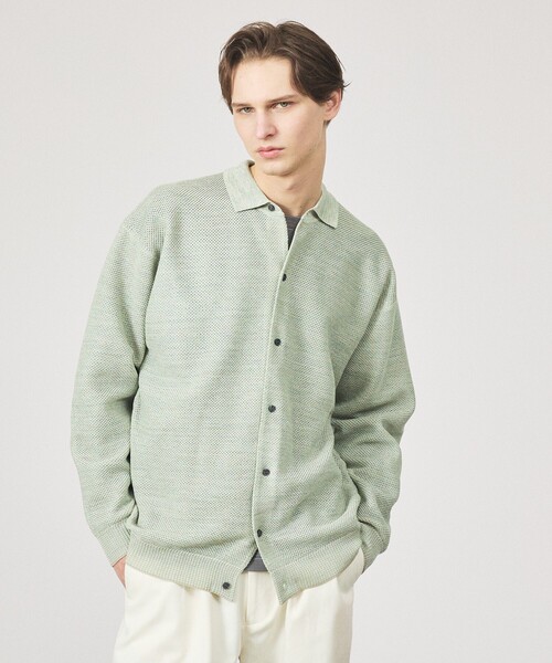ABAHOUSE（アバハウス）の「ハニカムメッシュ ニットポロカーディガン / ニットシャツ（カーディガン/ボレロ・メンズ・ブラック/ブルー/グリーン系その他・48/46）」の12枚目の写真