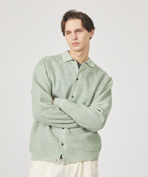 ABAHOUSE（アバハウス）の「ハニカムメッシュ ニットポロカーディガン / ニットシャツ（カーディガン/ボレロ・メンズ・ブラック/ブルー/グリーン系その他・48/46）」の13枚目の写真