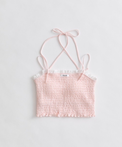 OLIVE des OLIVE（オリーブデオリーブ）の「綿レースシャーリングキャミ（Tシャツ/カットソー・レディース・ピンク/ブラック/オフホワイト・FREE）」の14枚目の写真