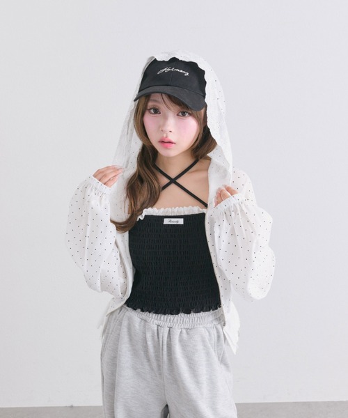 OLIVE des OLIVE（オリーブデオリーブ）の「綿レースシャーリングキャミ（Tシャツ/カットソー・レディース・ピンク/ブラック/オフホワイト・FREE）」の11枚目の写真