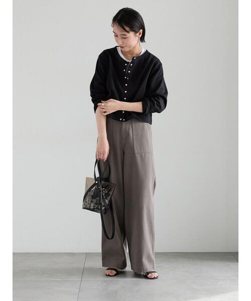 Te chichi(テチチ)の「カットソークルーネックカーディガン(カーディガン/ボレロ・レディース・ブラック/レッド/オフホワイト・F)」の4枚目の写真