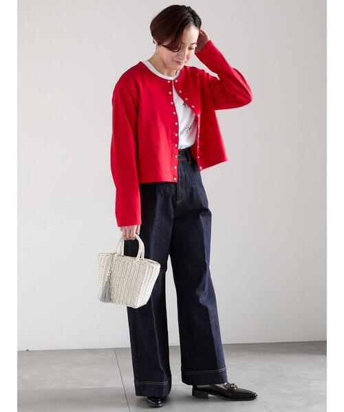 Te chichi(テチチ)の「カットソークルーネックカーディガン(カーディガン/ボレロ・レディース・ブラック/レッド/オフホワイト・F)」の8枚目の写真