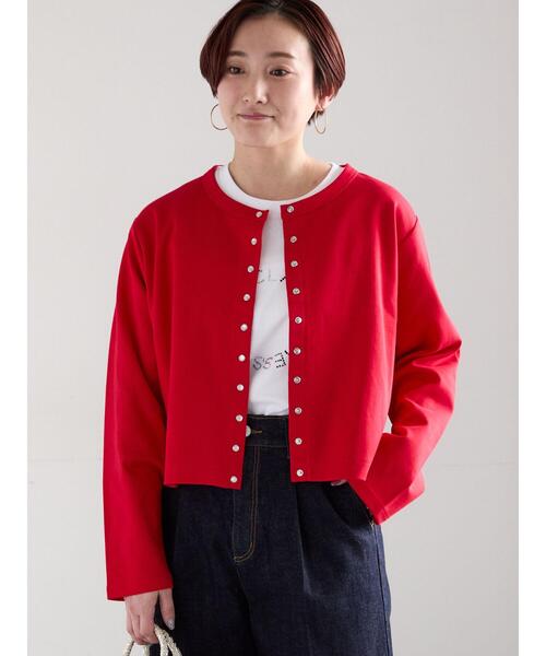 Te chichi(テチチ)の「カットソークルーネックカーディガン(カーディガン/ボレロ・レディース・ブラック/レッド/オフホワイト・F)」の9枚目の写真