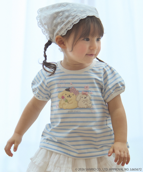 petit main（プティマイン）の「【サンリオキャラクターズ】お花見Tシャツ（Tシャツ/カットソー・キッズ・ブルー/オフホワイト/ラベンダー・120cm/130cm/110cm/100cm/80ｃｍ/90cm）」の2枚目の写真
