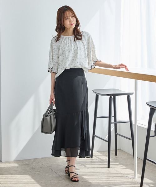 Honeys（ハニーズ）の「裾シアーマーメイドスカート（スカート・レディース・ブラック/ピンク/ライトグレー・3L/L/LL/M/S）」の4枚目の写真