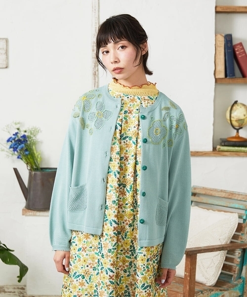 セール】El Rucio フラワー刺繍ニットカーディガン（カーディガン