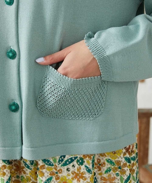 Jocomomola(ホコモモラ)の「El Rucio フラワー刺繍ニットカーディガン(カーディガン/ボレロ・レディース・ブラック/ダークインディゴブルー・40)」の9枚目の写真