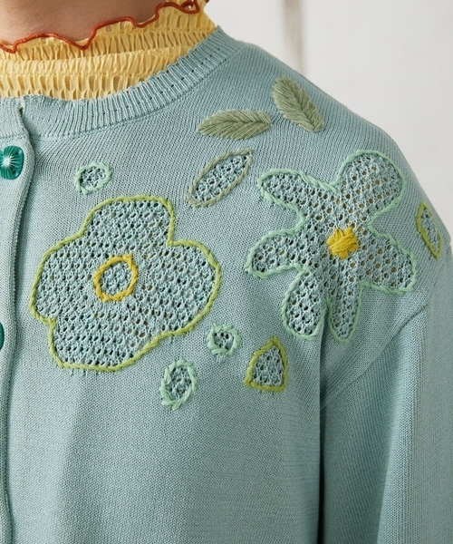 Jocomomola(ホコモモラ)の「El Rucio フラワー刺繍ニットカーディガン(カーディガン/ボレロ・レディース・ブラック/ダークインディゴブルー・40)」の10枚目の写真